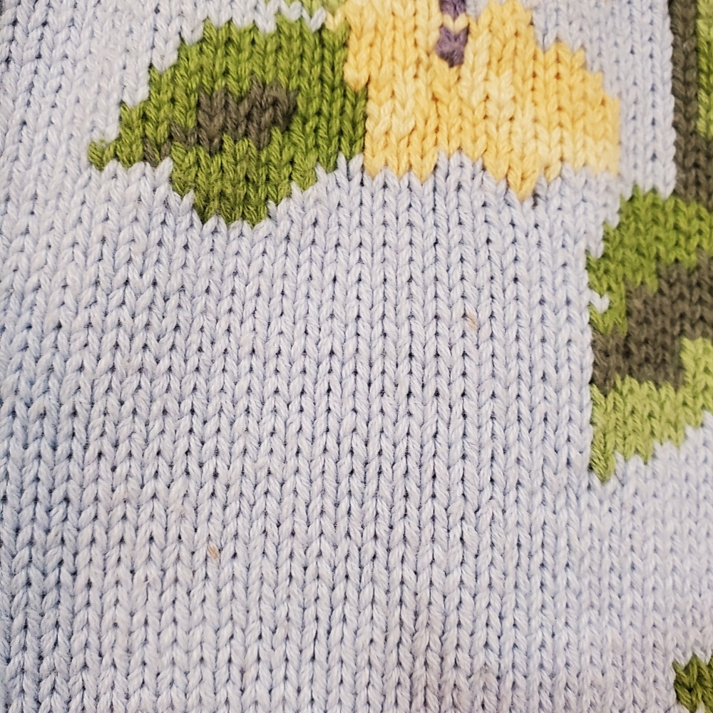 Vintage Northern Reflections - Intarsia Cotton Knit Cardigan Sailboat Scene - L - Picture 9 of 11